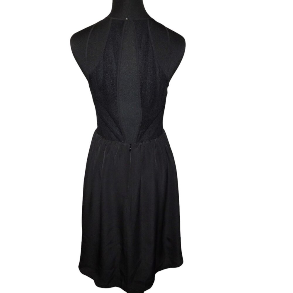 BCBGeneration Little Black Dress With Lace Halter Design W/ Spaghetti Straps - Picture 3 of 10